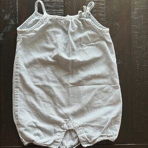 Railroad stripe denim one piece